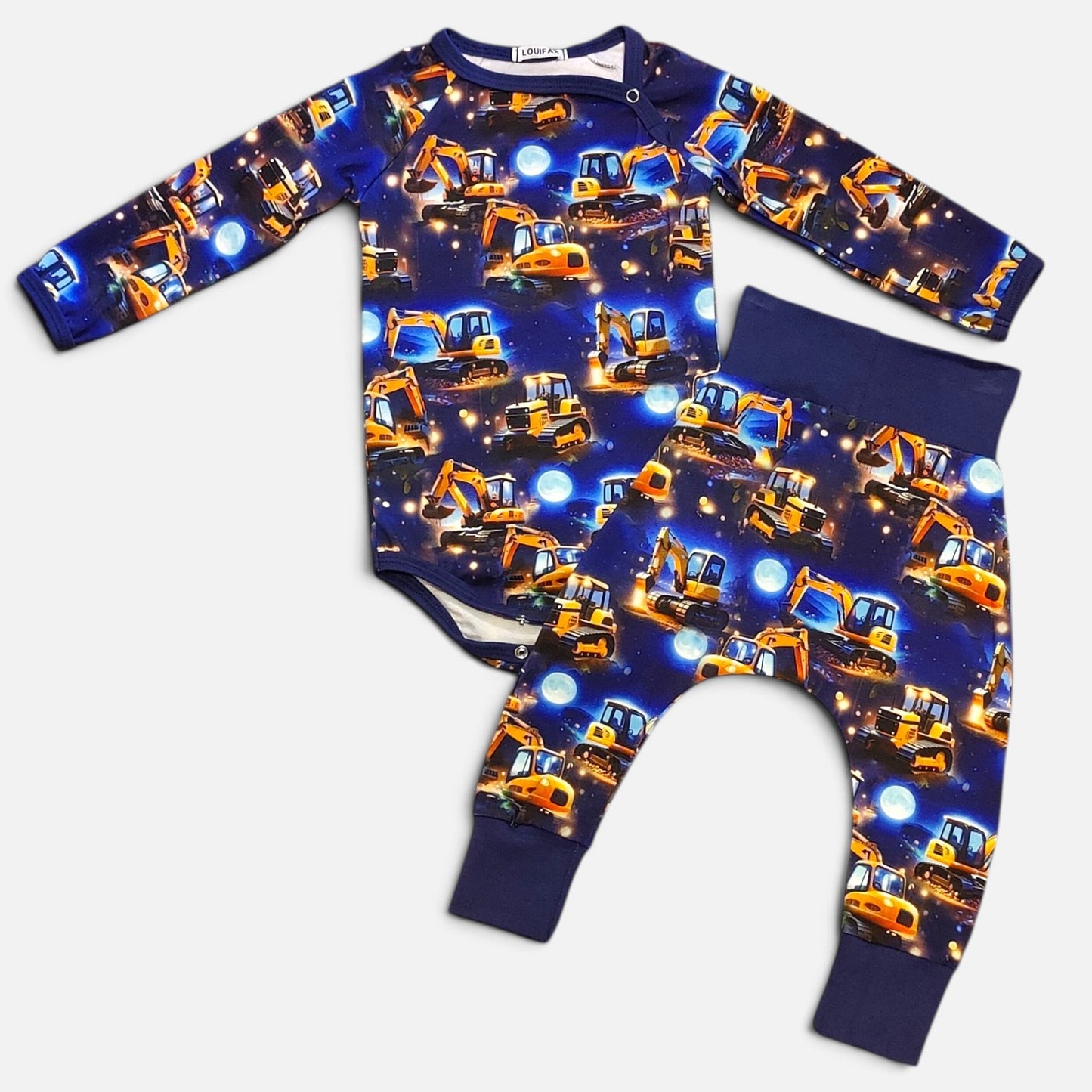 Håndlavet Baby Body og Bukser Str 80 - Blødt Jersey Sæt med gravko motiv