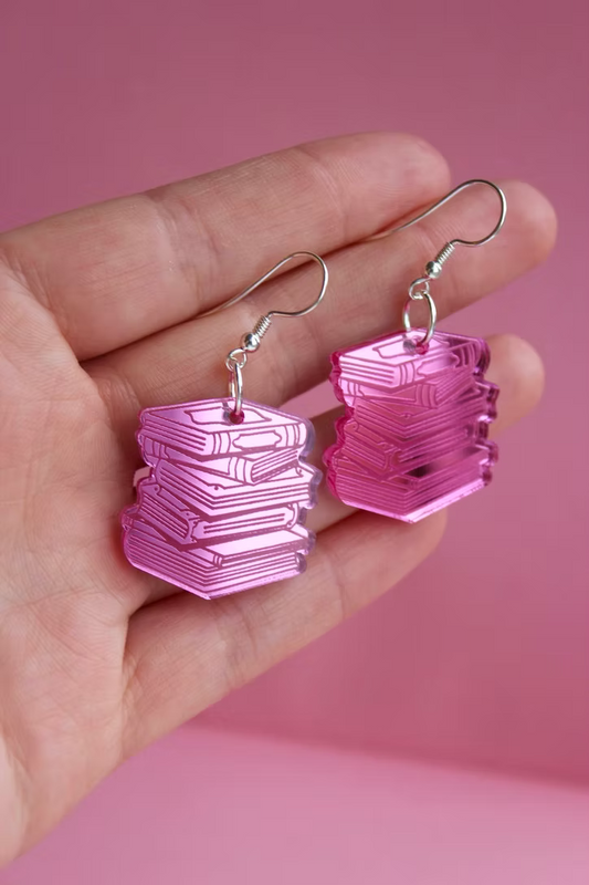 Pink Books - Øreringe i Pink Spejlplexiglas