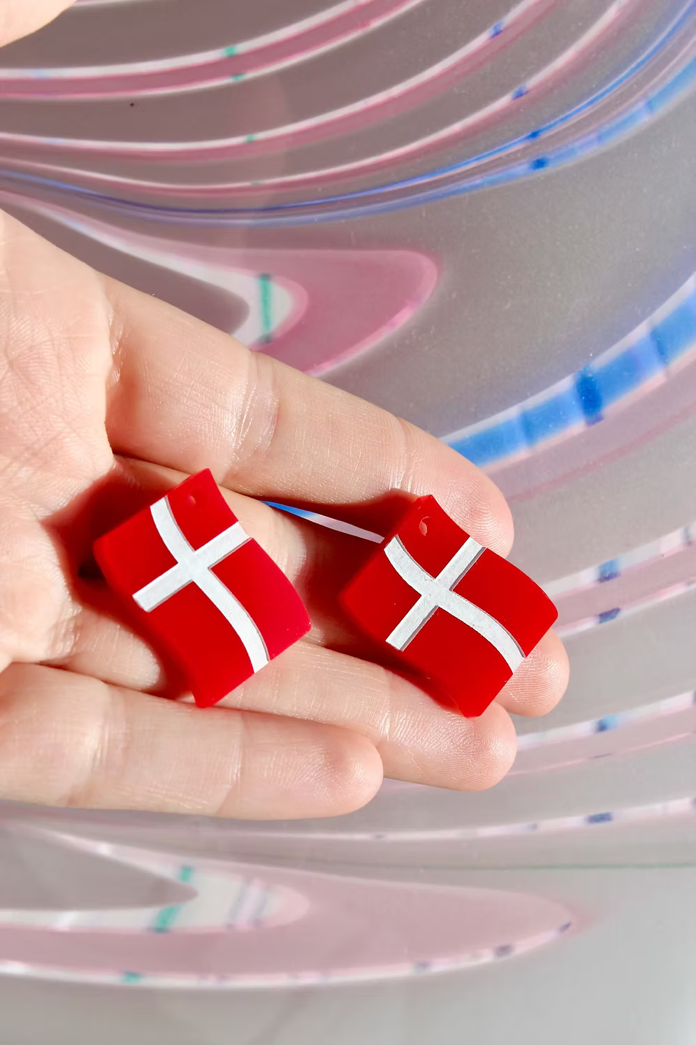 Dannebrog Store - Øreringe med Forgyldt Hoop