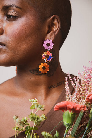 Statement øreringe - flower power