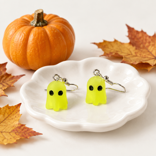 Spøgelse øreringe gul glow in the dark Halloween – lifestyle
