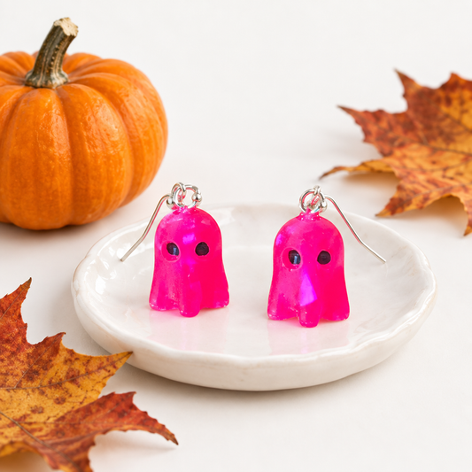 Spøgelse øreringe pink glow in the dark Halloween – lifestyle