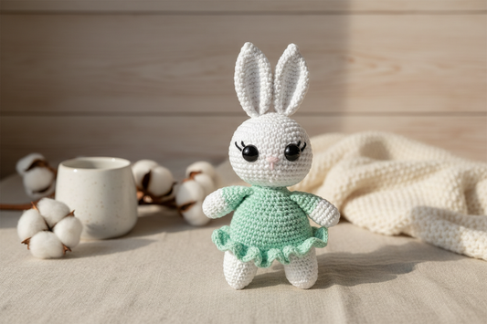 Stylet billede af hæklet kanin