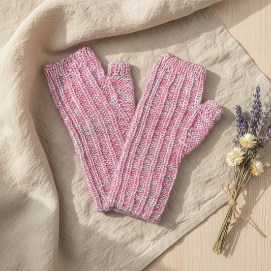 Stylet billede – Pulsvarmere pink/grå