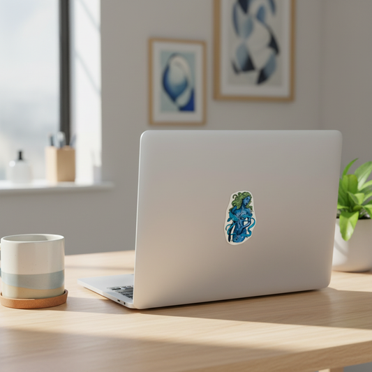 Stylet Blue siren sticker i workspace-scene