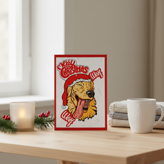 Stylet håndlavet julekort med hund