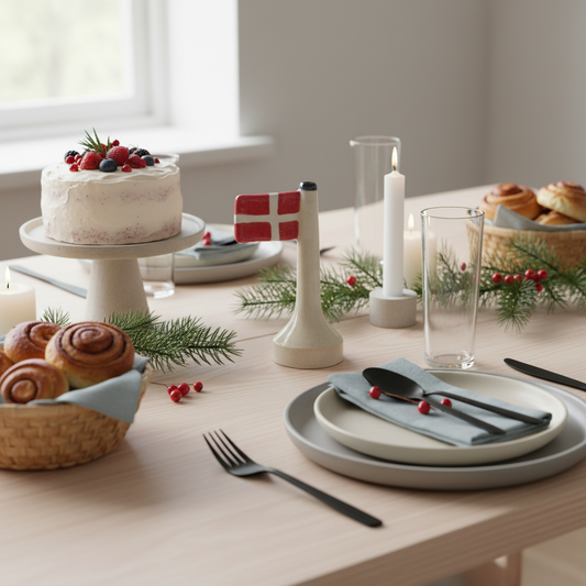 Stylet håndlavet keramikflag på festbord
