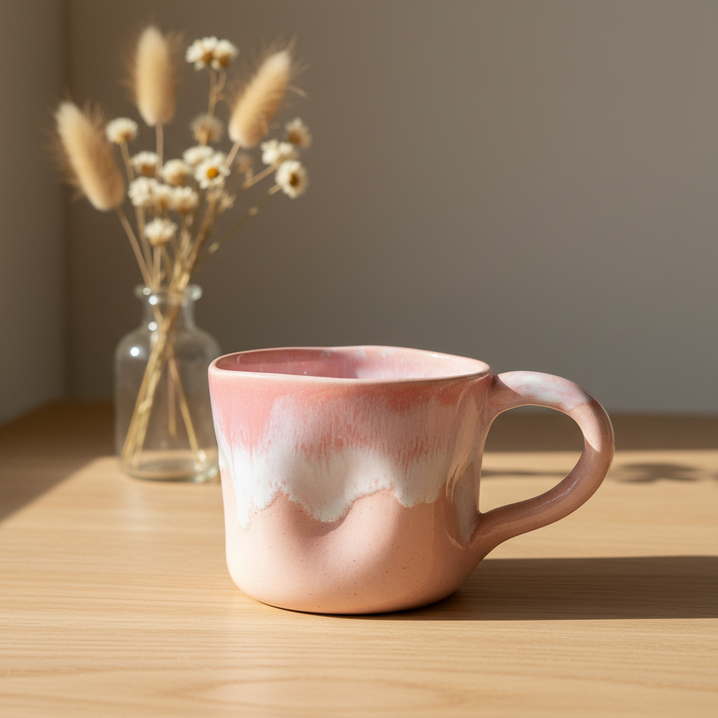 Stylet håndlavet keramikkrus med originale buler og klemmede sider