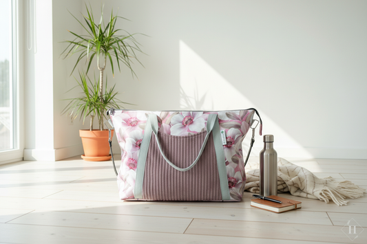 Stylet håndlavet weekendtaske med strandroseprint