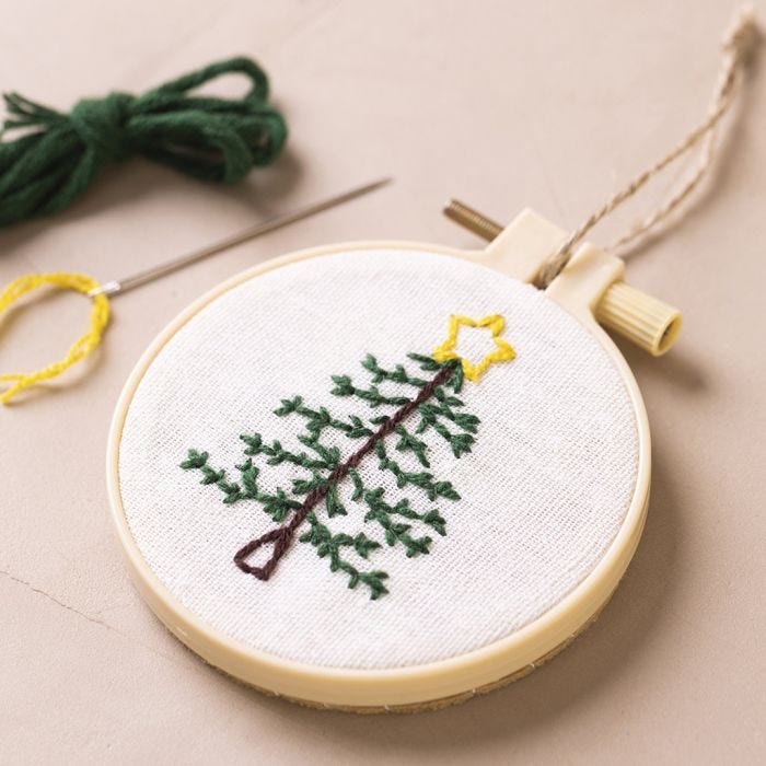 Mini krea sæt Jul - broderi grantræ Håndlavet af