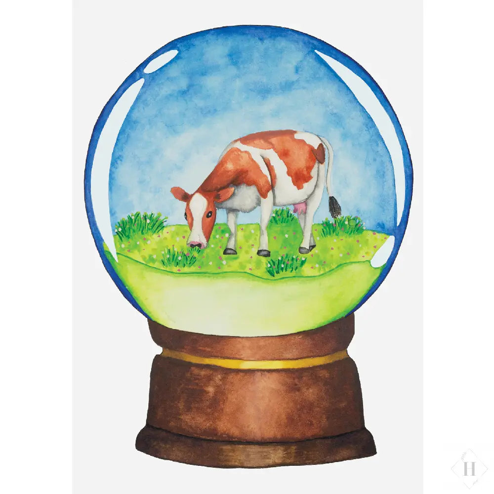 Snekugle med ko - kunstprint Mette Mains