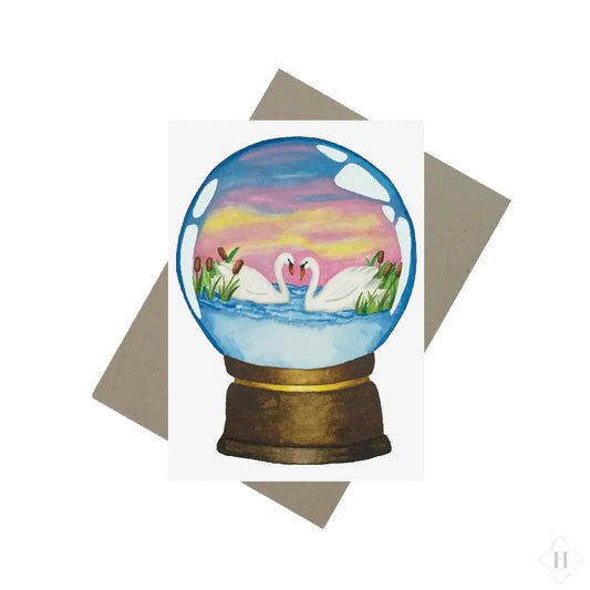 Snekugle med svaner - kort Mette Mains