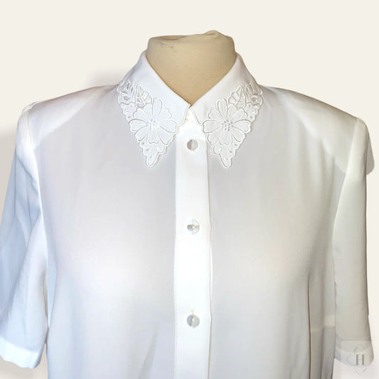 Skjortekjole - hvid/orange Løspåtråden