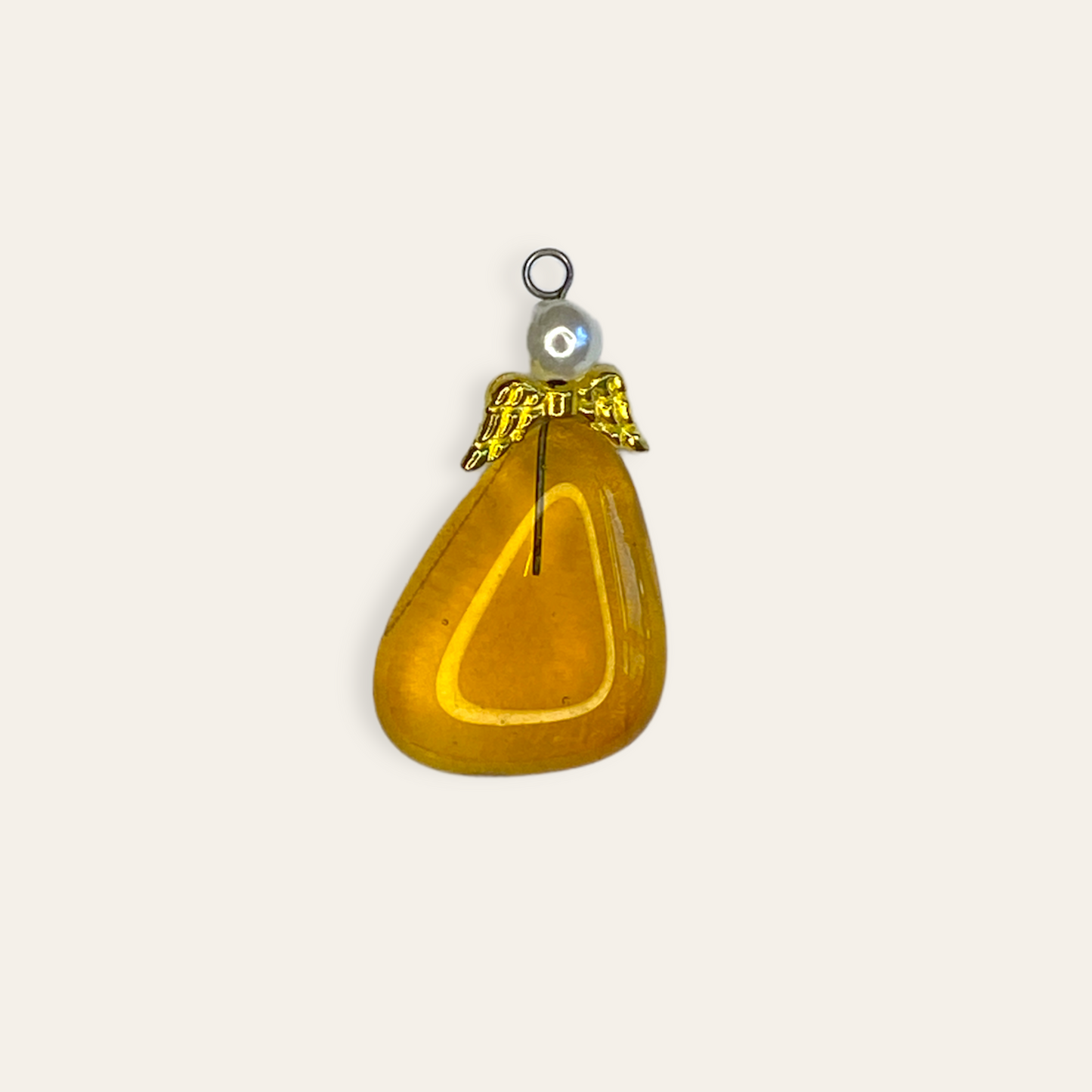 Engel vedhæng i glas - rav gul Granlund glaskunst