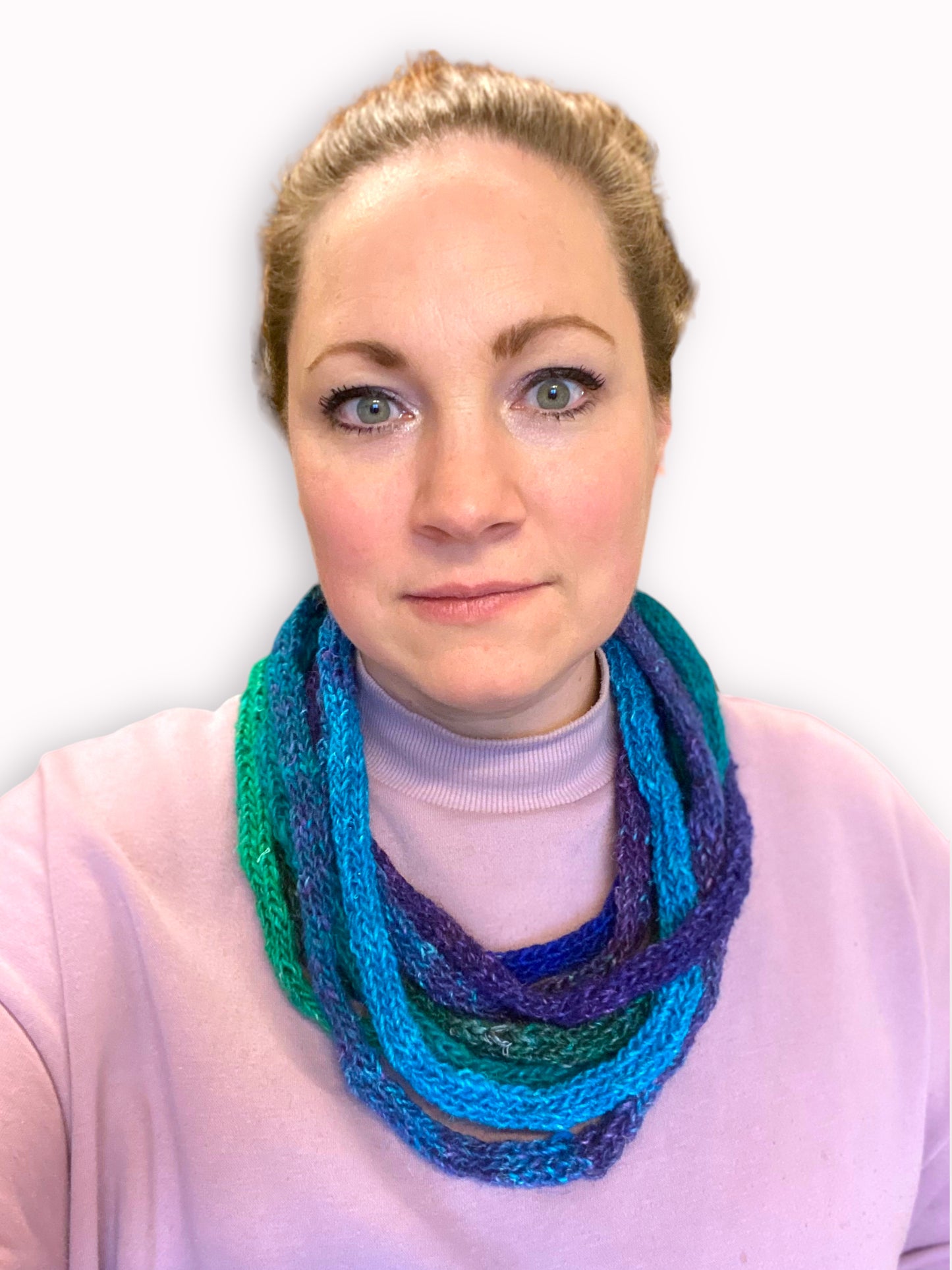 Halsluner i uld/silke - blå/grøn/lilla nuancer Jo C