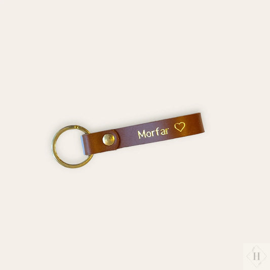 Nøglering i læder - morfar (flere varianter) Unika Nord