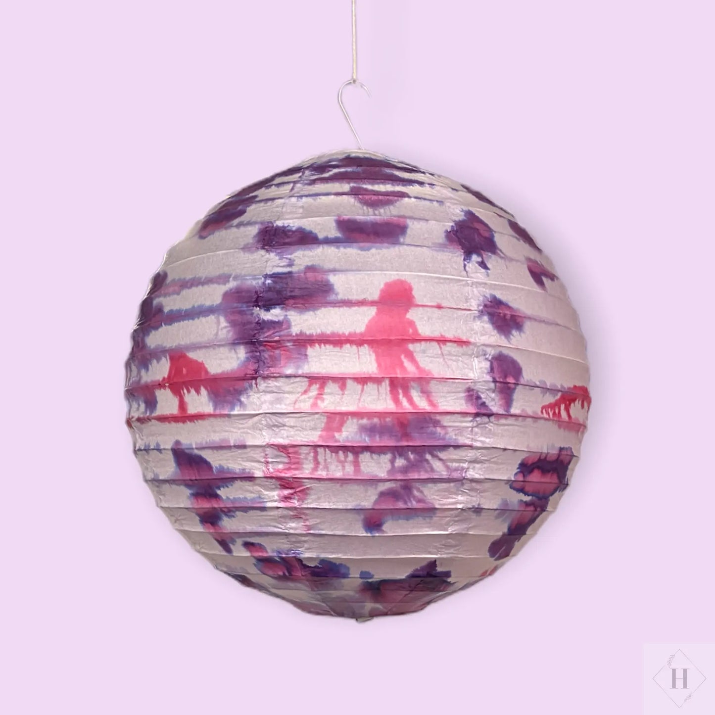 Håndmalet rispapirs lampe Gitte Bramm