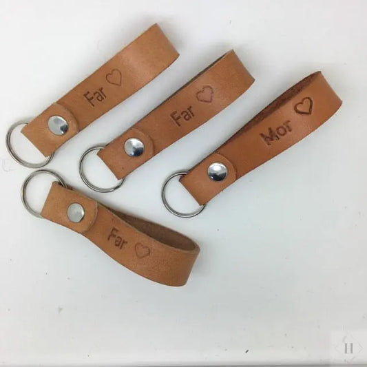 Lille læder nøglering - far eller mor (flere varianter) Unika Nord