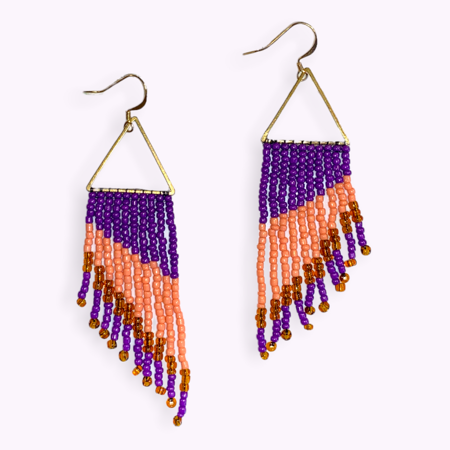 Ørering af glasperler - lilla frynser Sara Engel