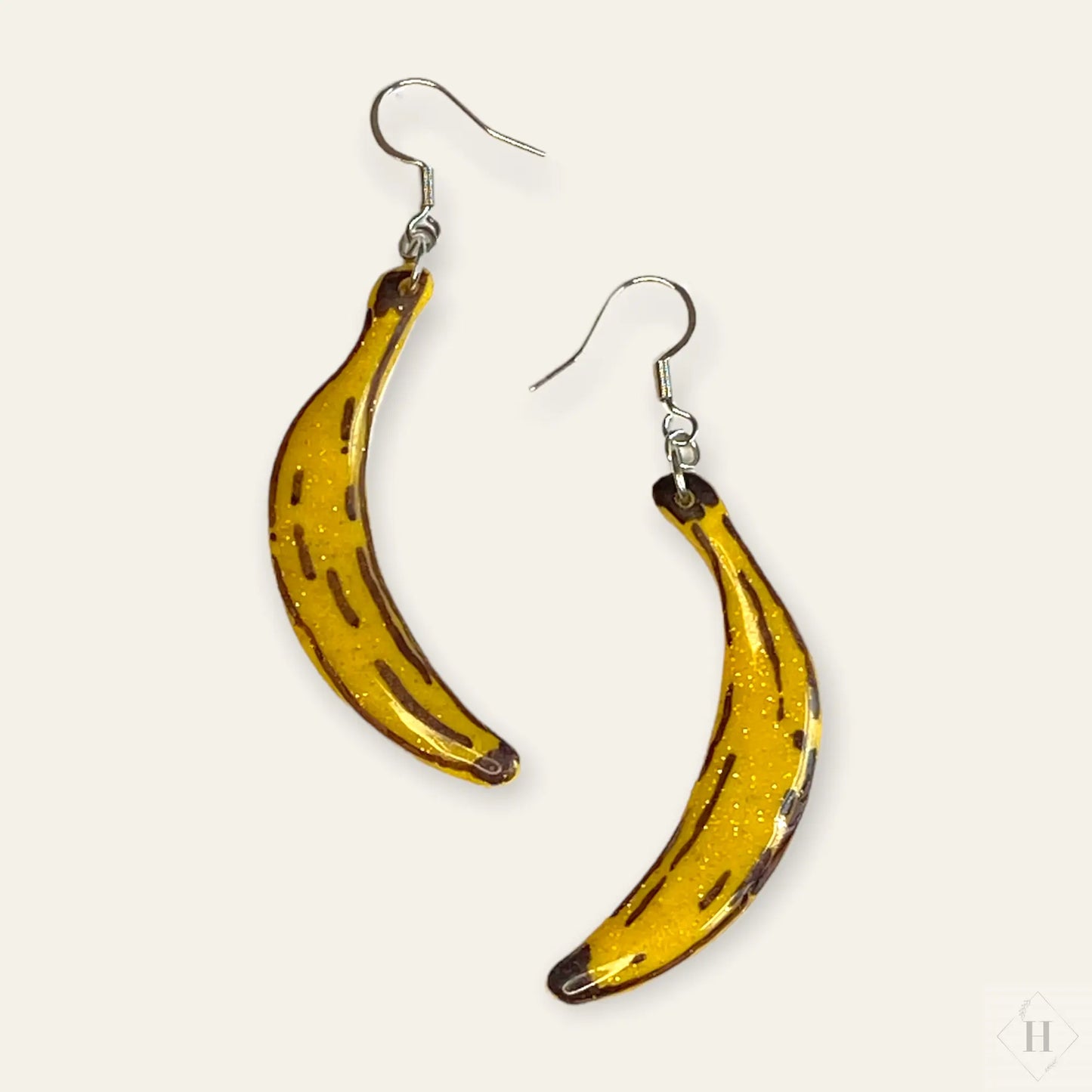 Øreringe store bananer med glimmer Øjenguf