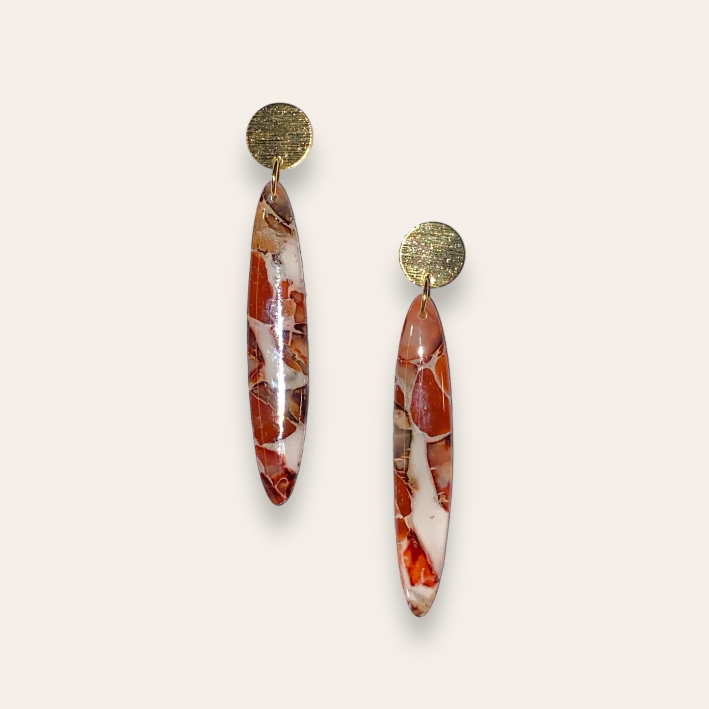 Red White faux Stone - Long ovals Handmade Hygge