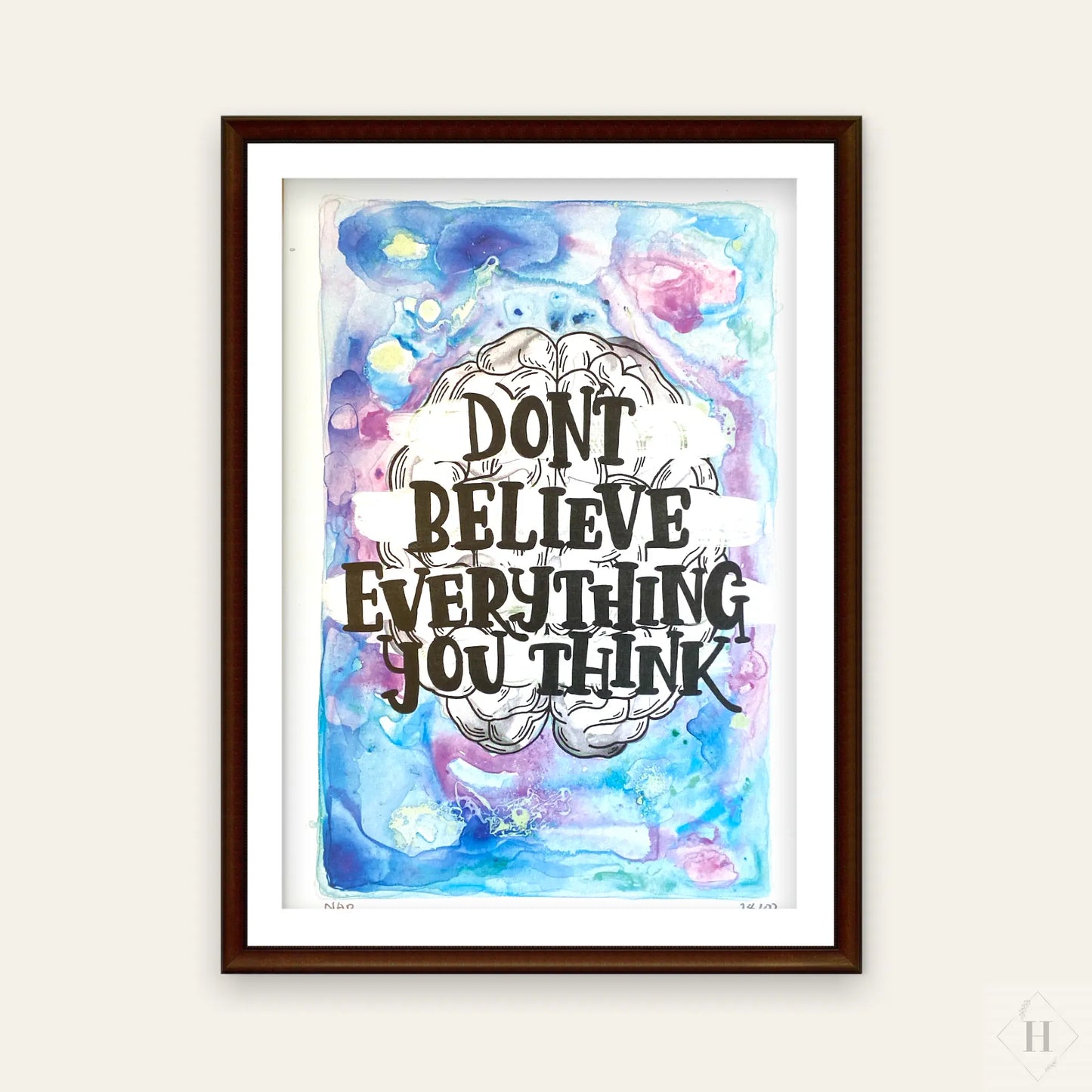 Statement plakat - Dont belive everything you Think (blå) Nanna Nør