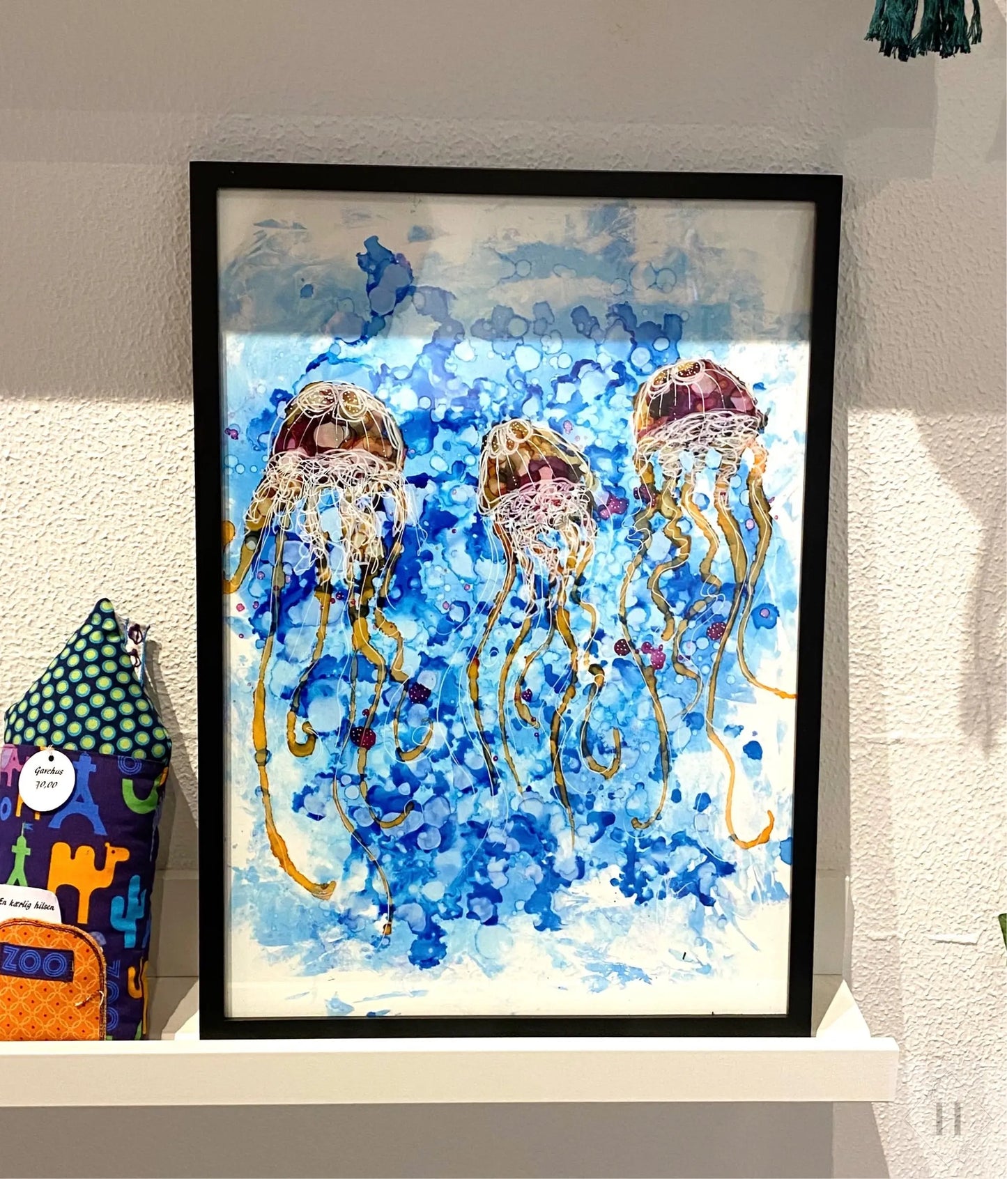 Originalt maleri “jelly fish” A3 Fie Samson