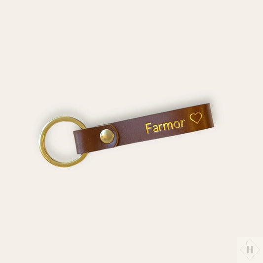 Nøglering i læder - farmor (flere varianter) Unika Nord