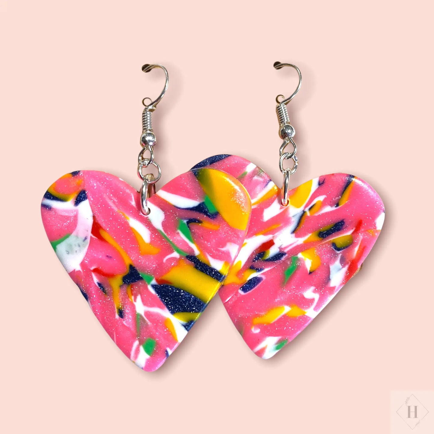 Hjerte ørehængere - multi color Øjenguf