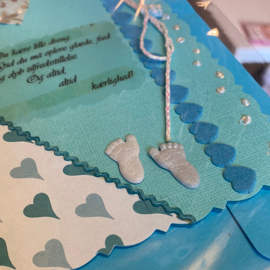 Kort til den lille ny - lyseblå Helle Vang