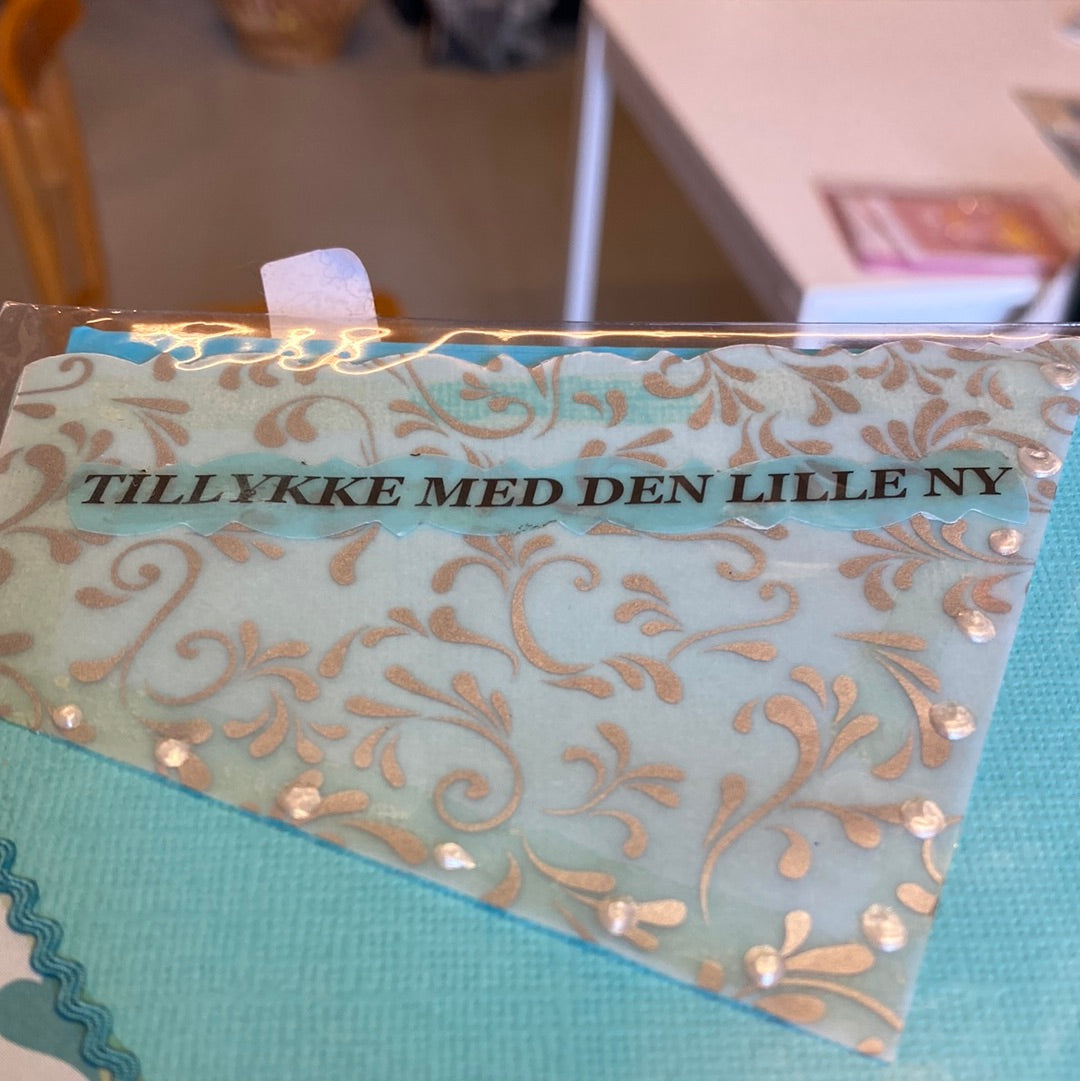 Kort til den lille ny - lyseblå Helle Vang