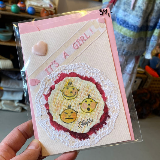 Kort til den lille ny - lyserød Helle Vang