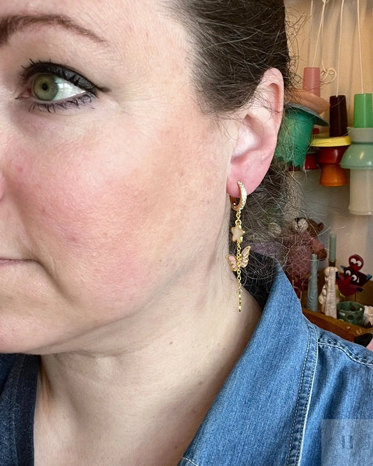 Øreringe - stjerner og sommerfugl (lyserød) Great Fun Arts