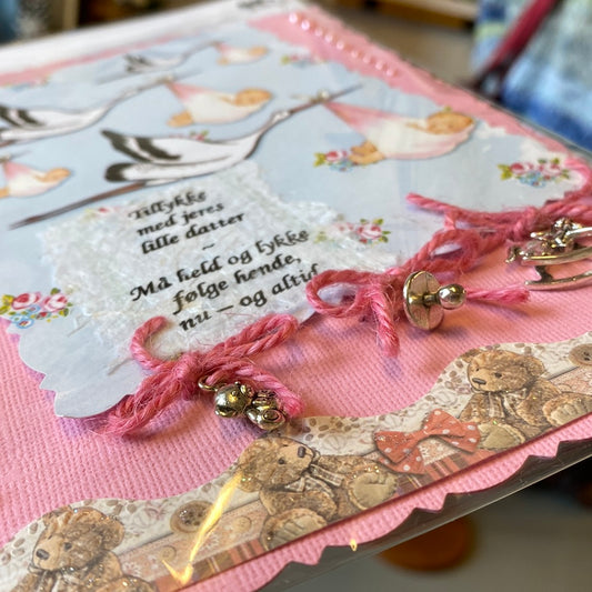 Kort til den lille ny - lyserød Helle Vang