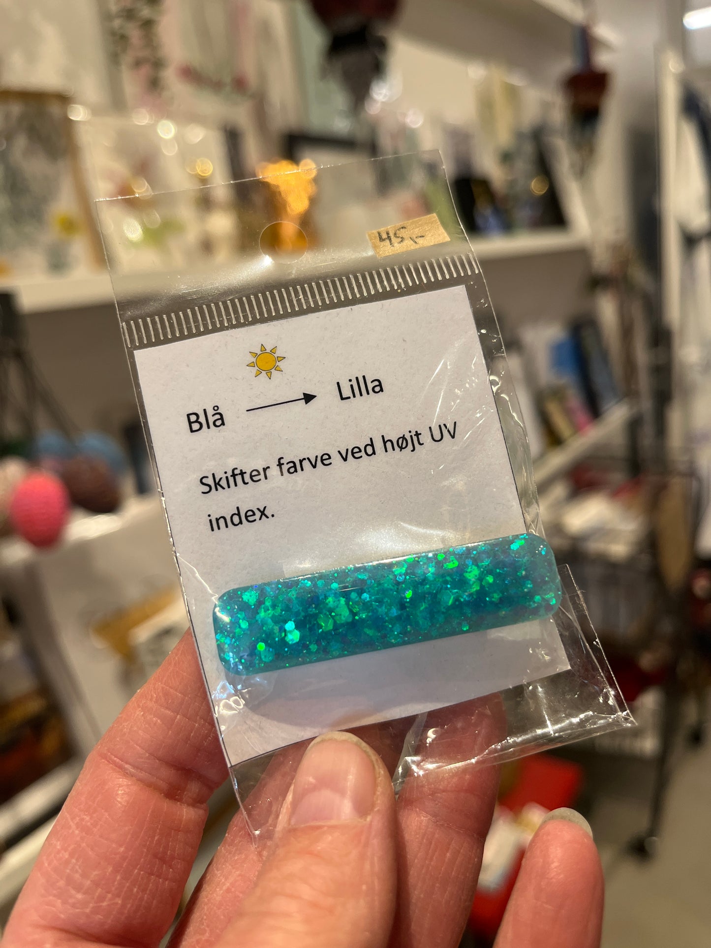 Lille hårklemme med UV-reaktiv farve - glimmer