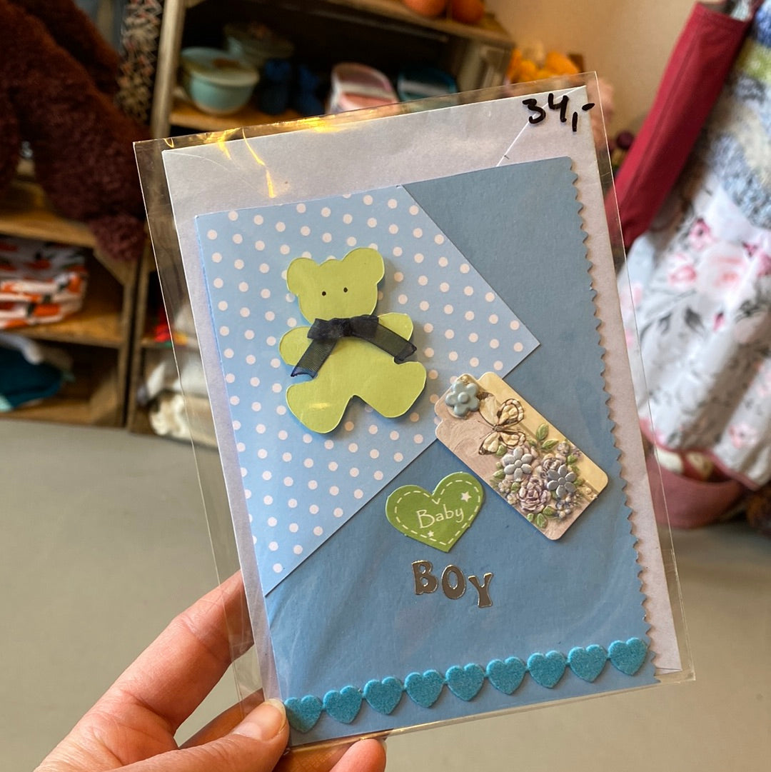 Kort til den lille ny - lyseblå Helle Vang