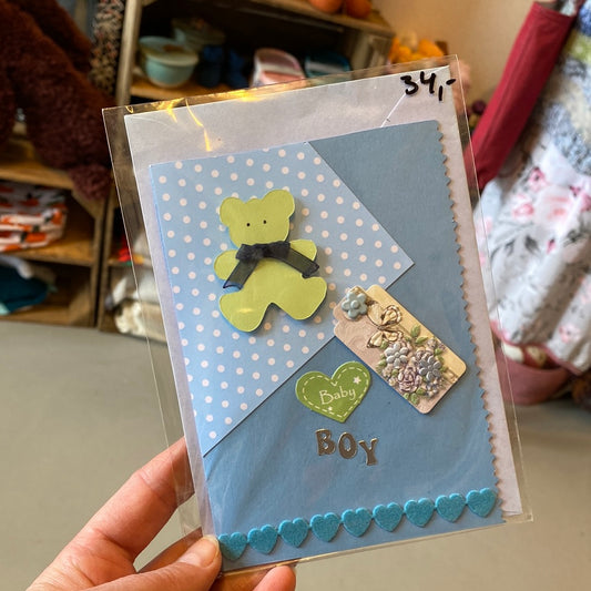 Kort til den lille ny - lyseblå Helle Vang