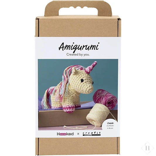 DIY kit - Amigurumi enhjørning Håndlavet af