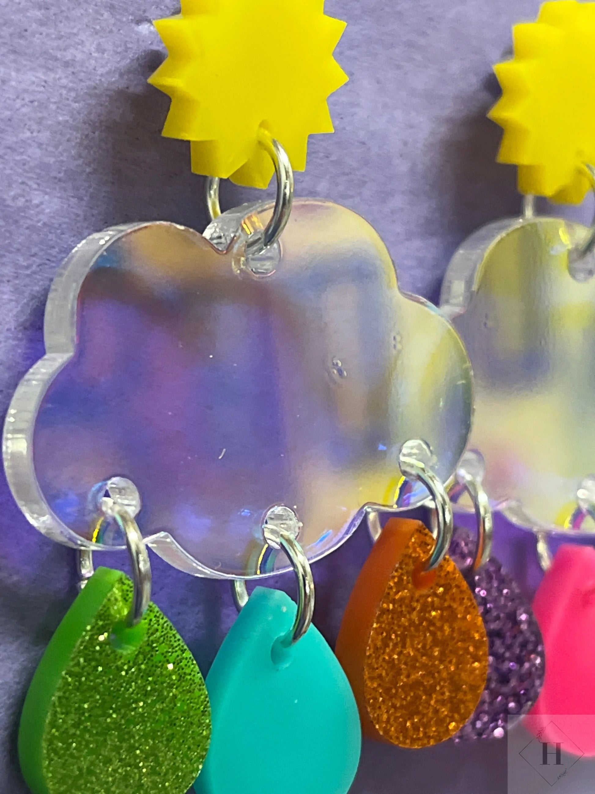 Statement øreringe - Rainbow Clouds Saisall