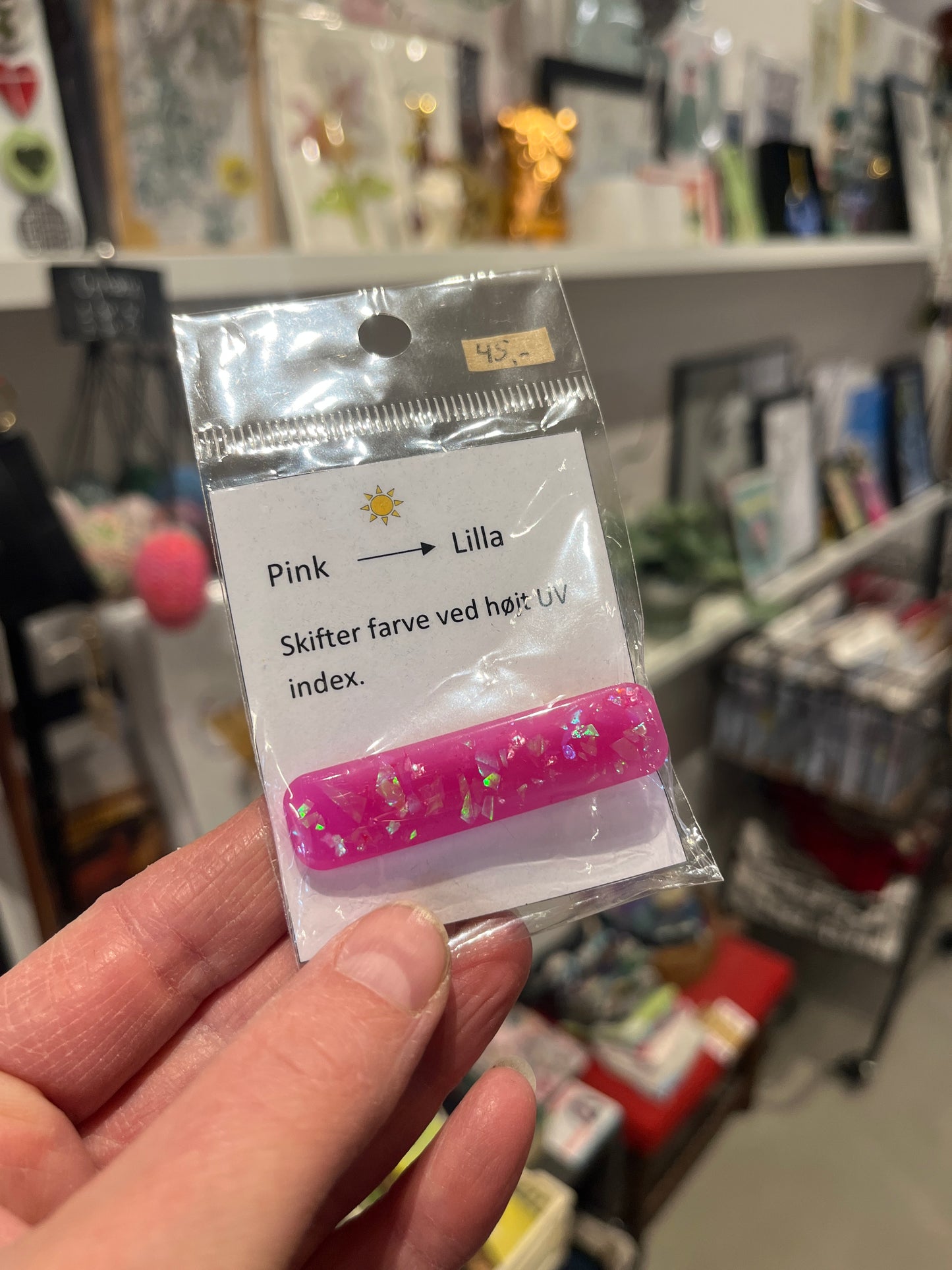Lille hårklemme med UV-reaktiv farve - glimmer