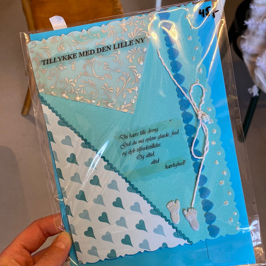 Kort til den lille ny - lyseblå Helle Vang