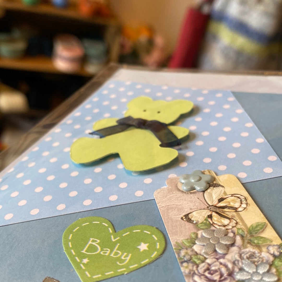 Kort til den lille ny - lyseblå Helle Vang