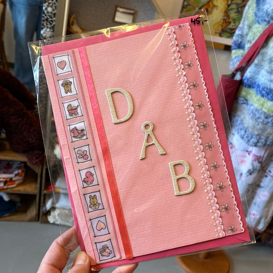 Kort til den lille ny - lyserød Helle Vang