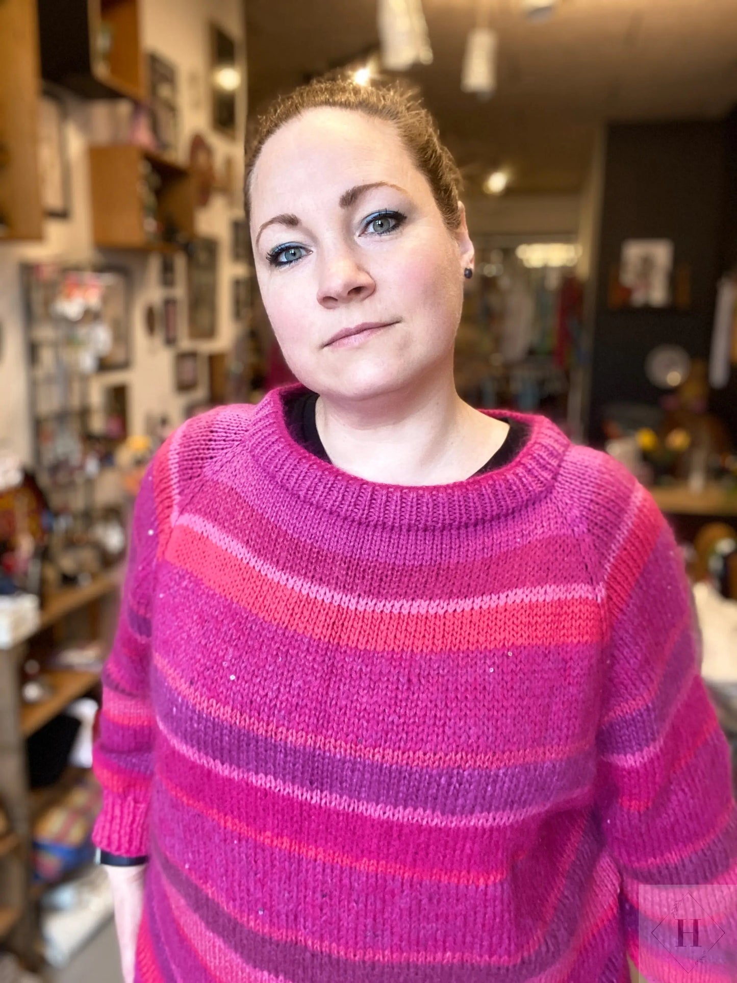 Strikket trøje i uld str L - XL Jo C