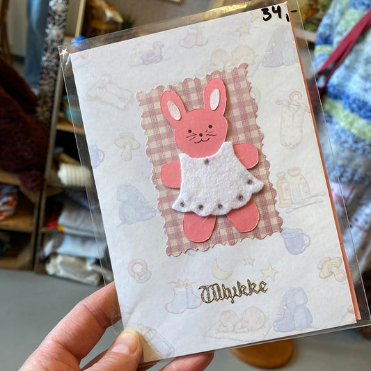 Kort til den lille ny - lyserød Helle Vang