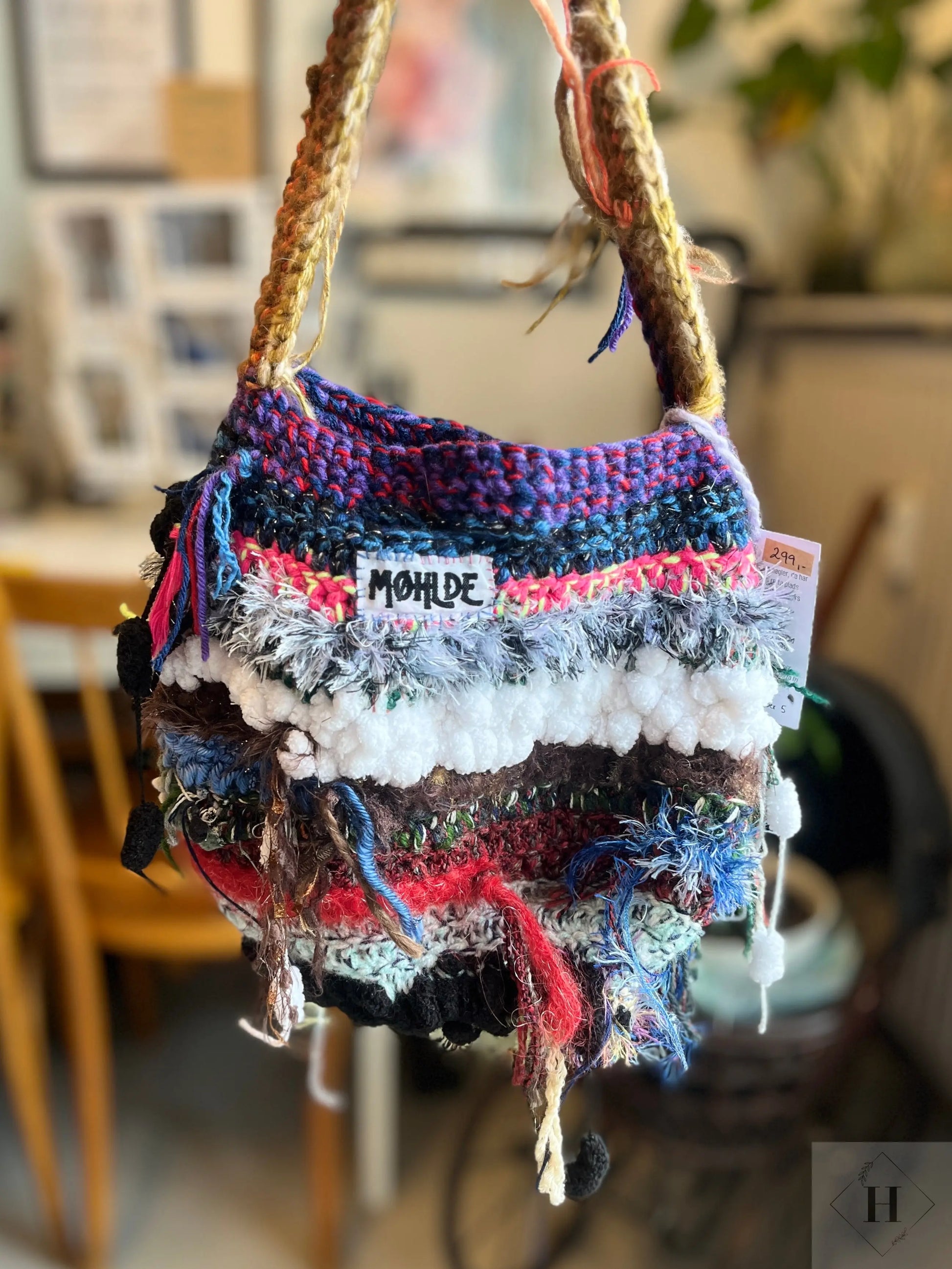 Hæklet mini totebag - winter storm Møhlde