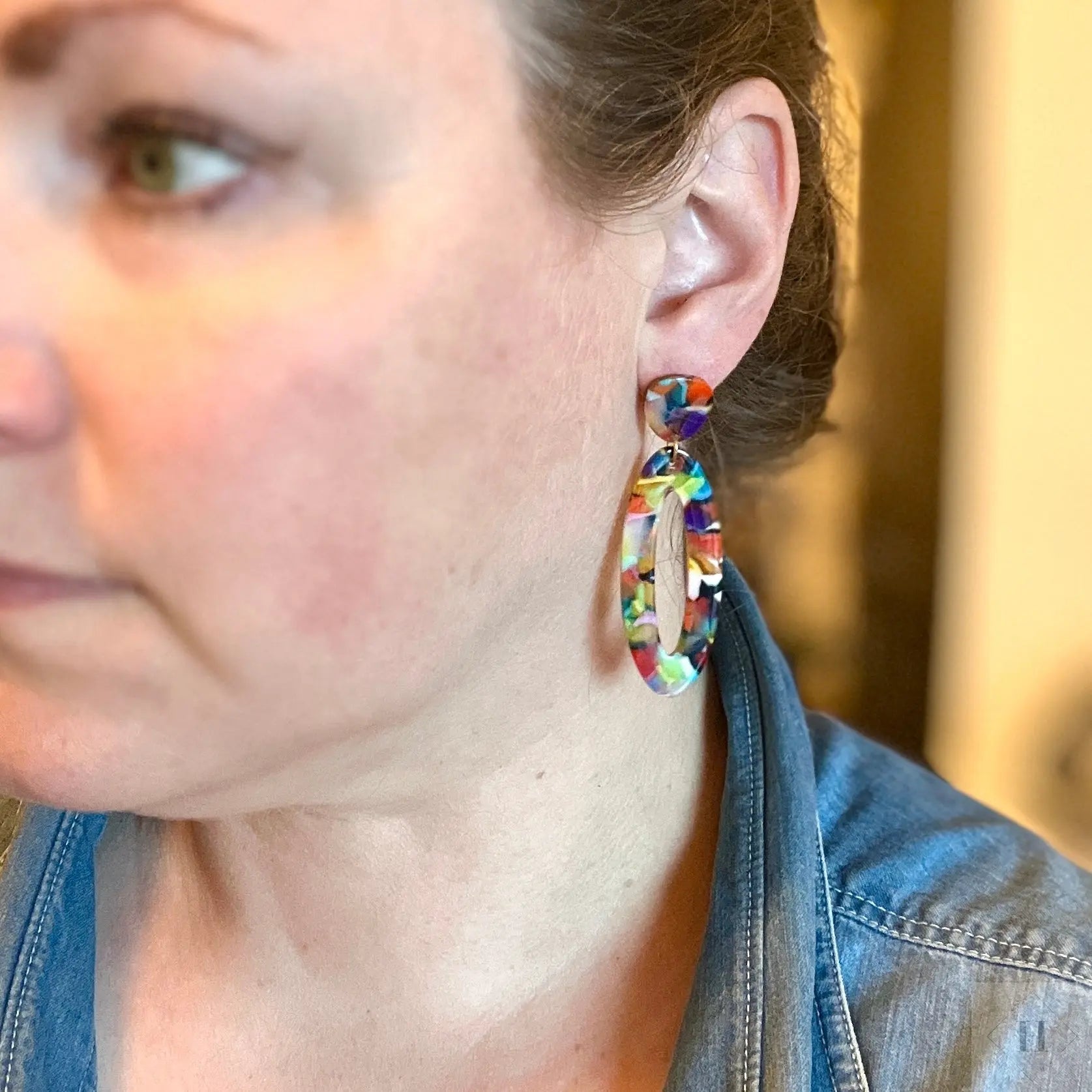Statement ørering - multifarvede ovaler Winther Design