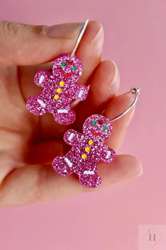 Juleøreringe - glimmer kagemand Saisall