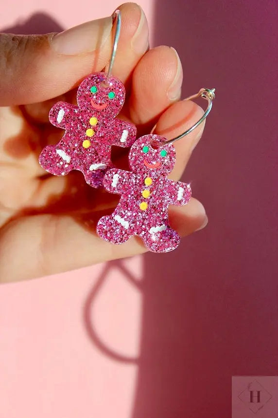 Juleøreringe - glimmer kagemand Saisall