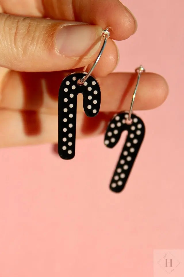 Juleøreringe - sort slikstok Saisall